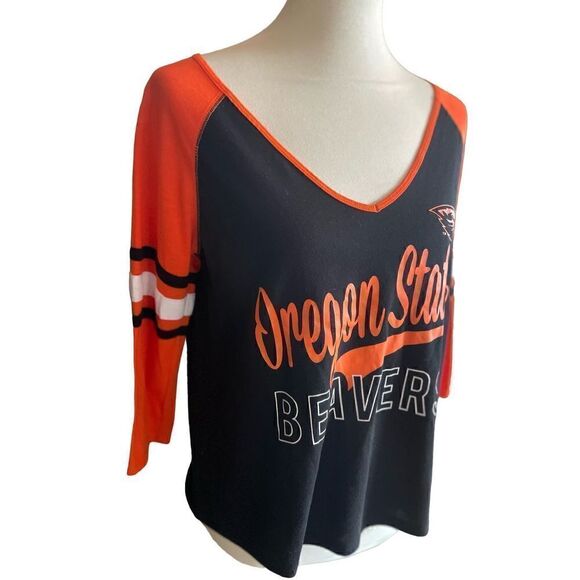 Colosseum Oregon State Beavers Black/Orange Women’s V-Neck Top Size Medium-NWOT - Picture 3 of 10